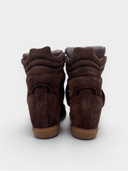 Sneakers alte in suede testa di moro con strappi IL LACCIO | MOONVELOURT.MORO